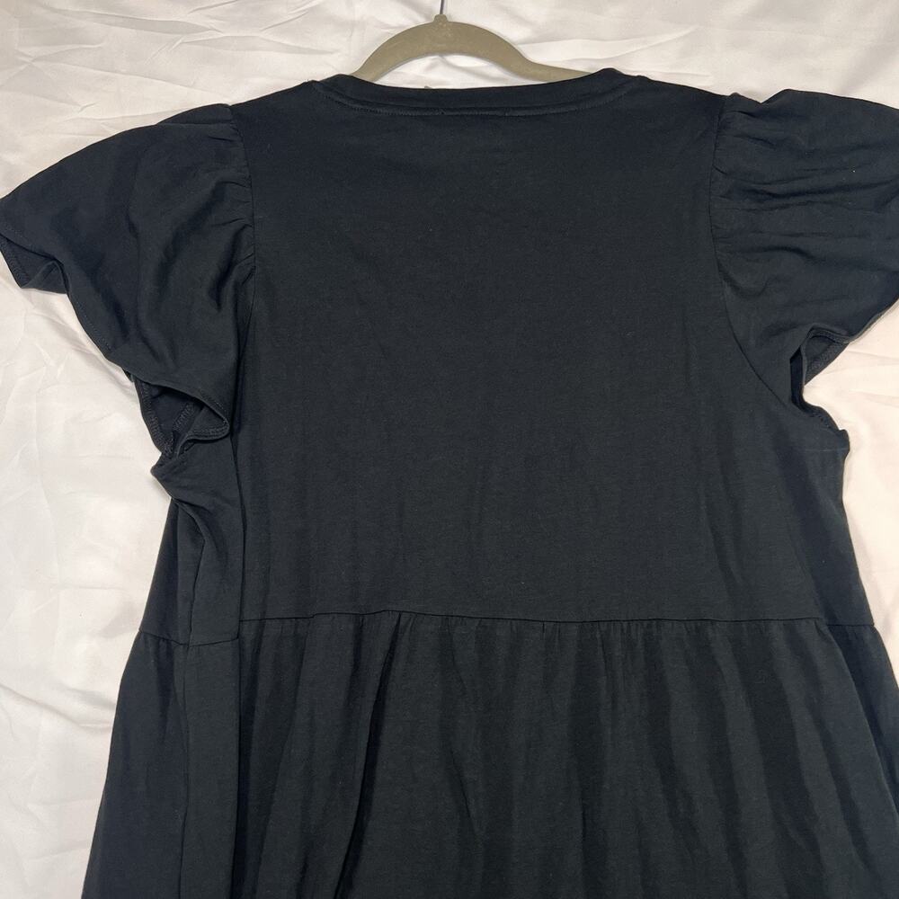 J. Crew Mini Dress Size XL Black Knit Broken-In Jersey Tiered Cotton Casual NWT - Picture 9 of 12